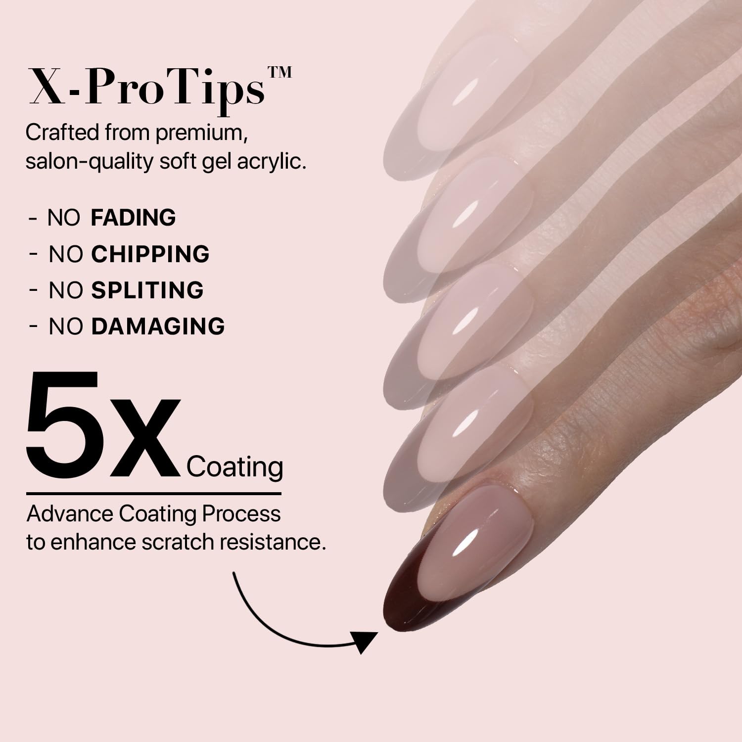 SXC Reusable nails with gentle removal to protect natural nails.