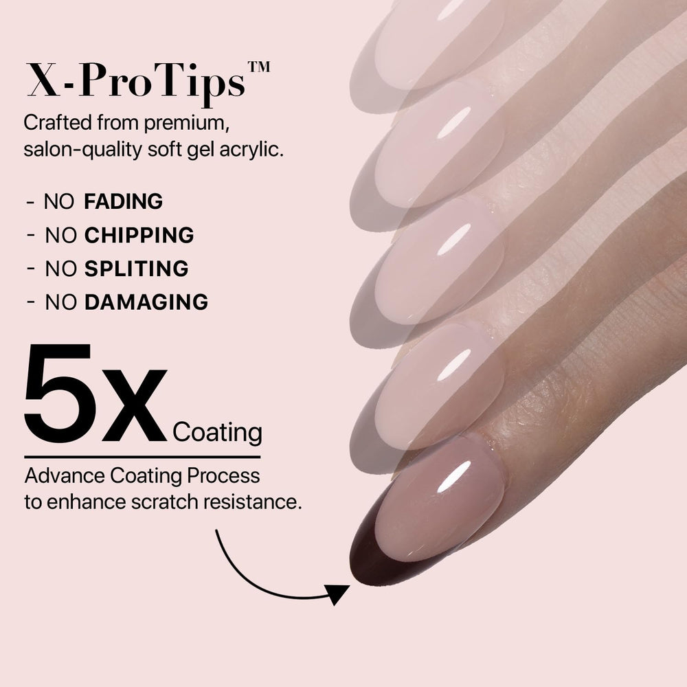 SXC Reusable nails image highlights long-lasting use and gentle removal.