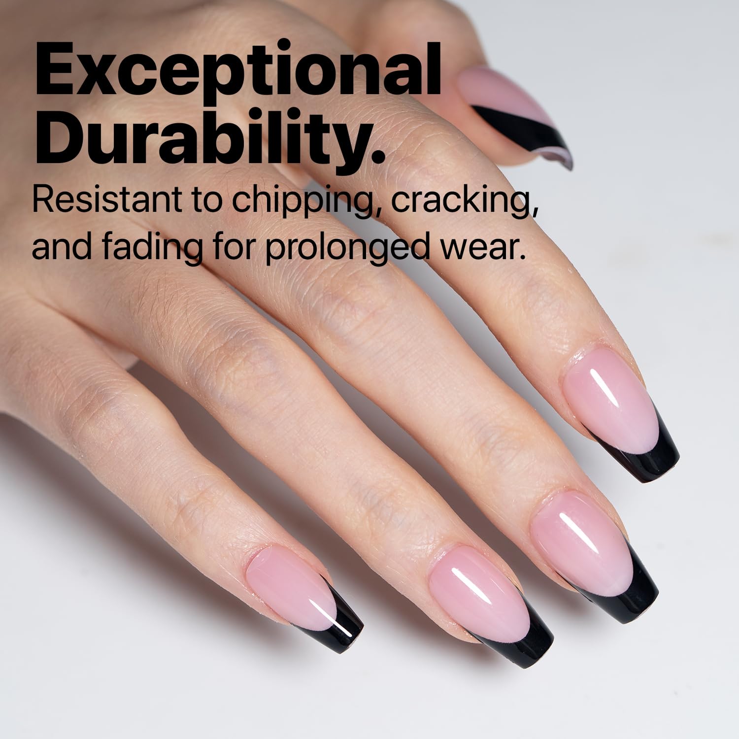 SXC reusable nails shown on finger, up to 3+ weeks wear