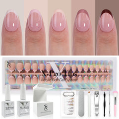 SXC Cosmetics French Tip nails in almond XS set, salon-free upgrade.