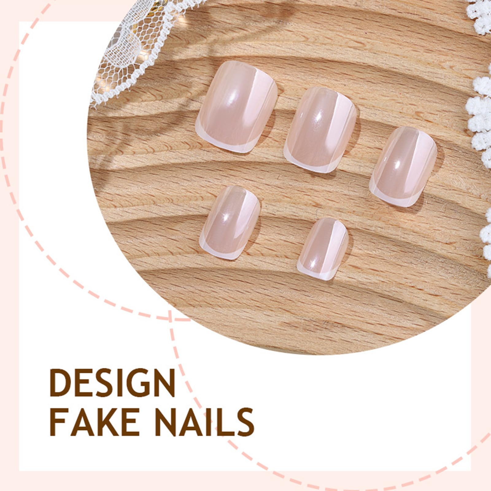 SXTSZJ square white French design press-on nails for versatile style