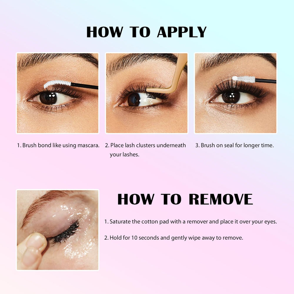 SY SHUYING lash cluster kit step-1 application for easy DIY lash styling.