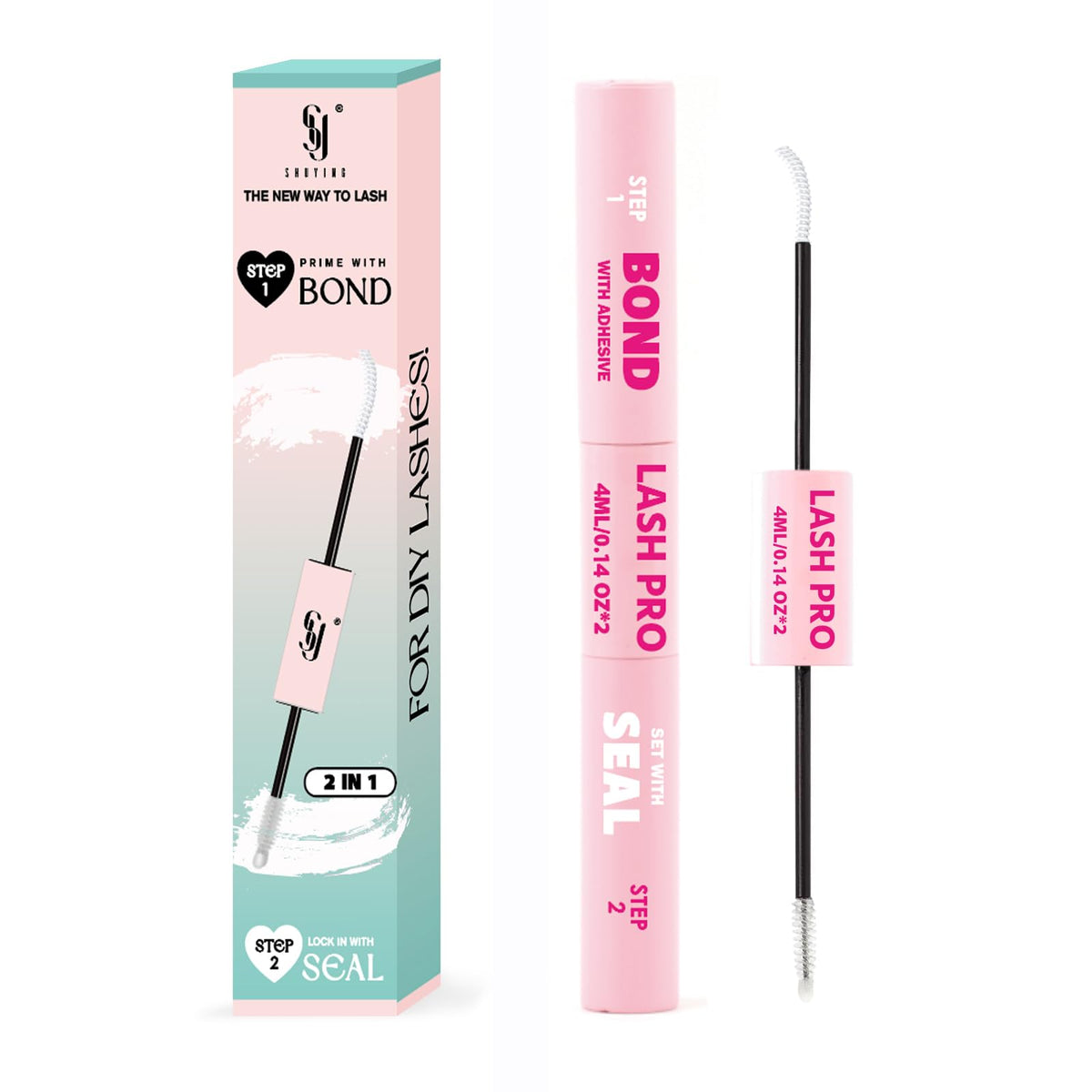 SY SHUYING White Lash Bond & Seal bottle closeup for precise application and long-lasting hold.