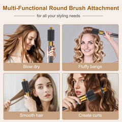 Sygbttq airflow action image with Dyson Airwrap round brush drawing hair for lift