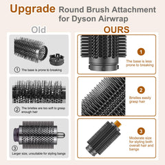 Sygbttq round brush with bristles grip for Dyson Airwrap, easy hair grabbing without pulling