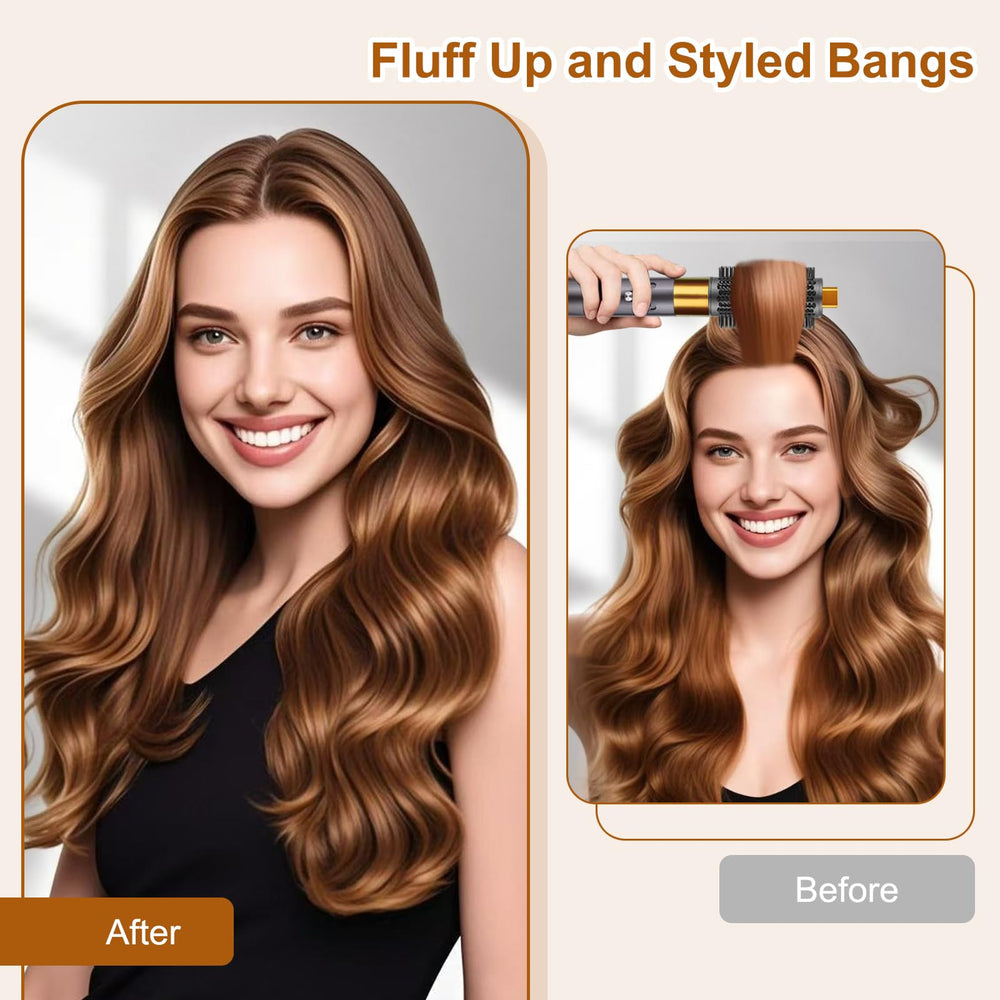 Sygbttq volumizing effect of round brush on Dyson Airwrap for fuller look