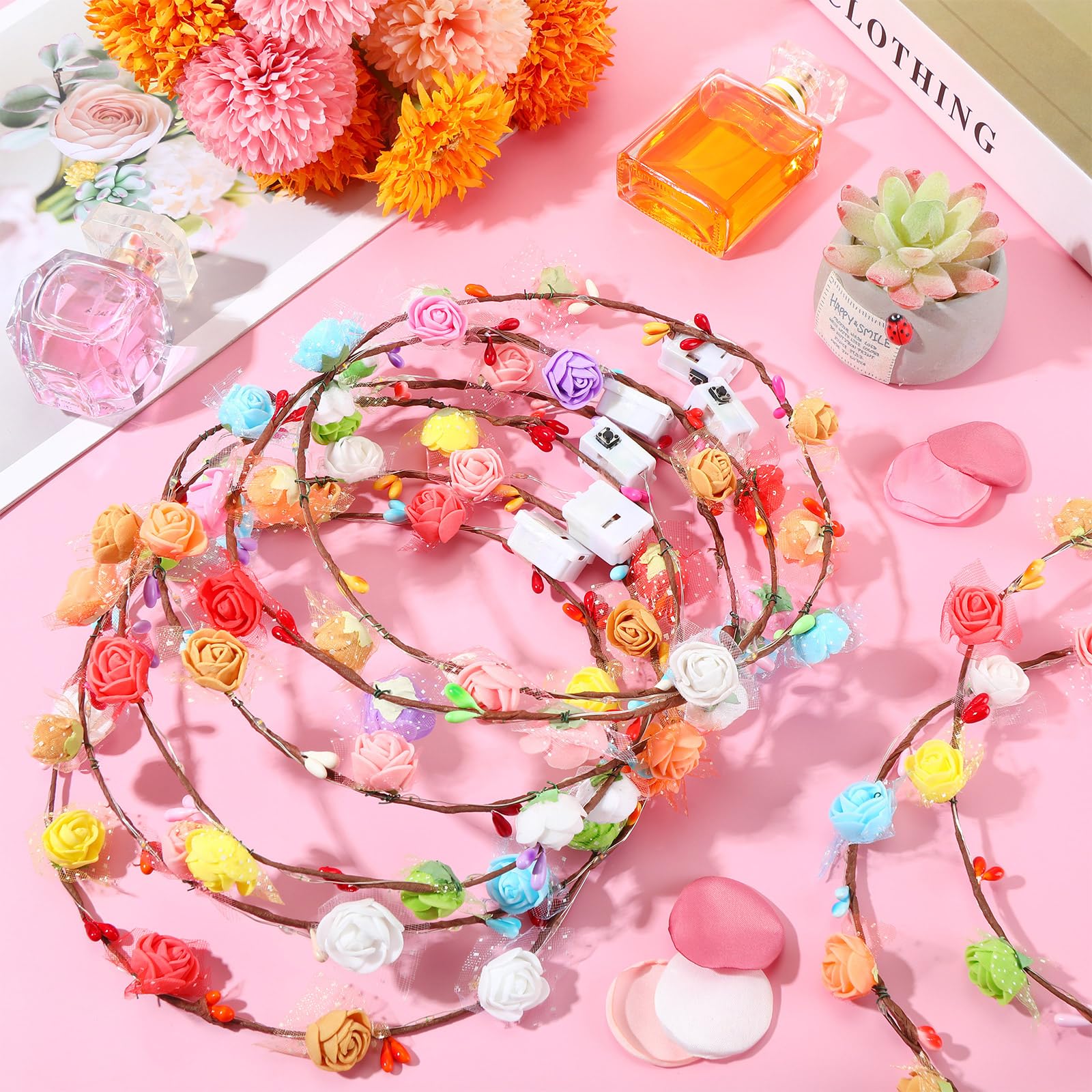Syhood plum blossom LED headband glows softly for weddings and cosplay.