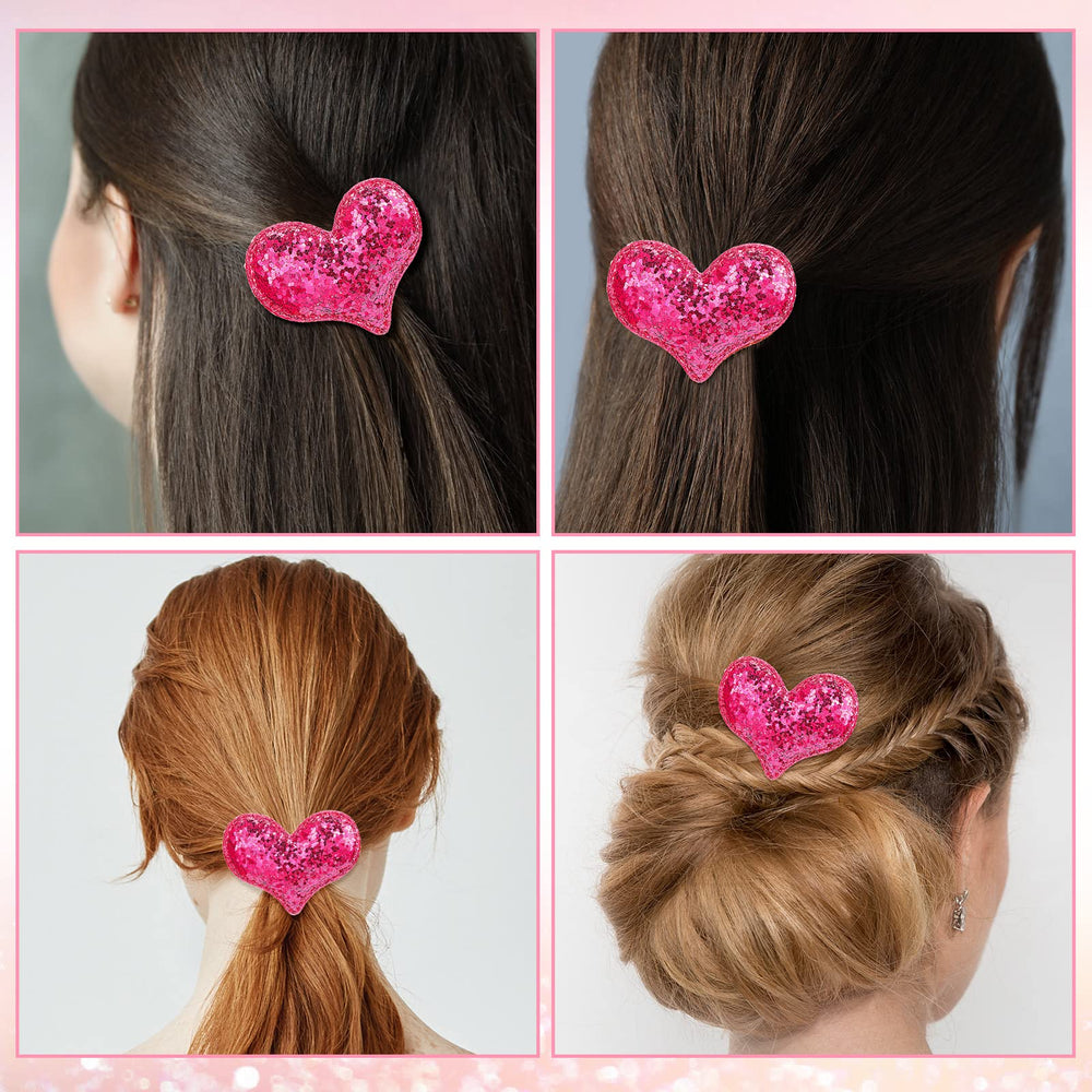 Syhood rose red heart barrettes arranged for versatile party styling.