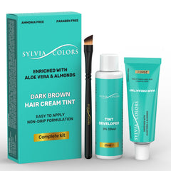 Sylvia Lashes pro dark brown tint kit box for quick root touch-ups.