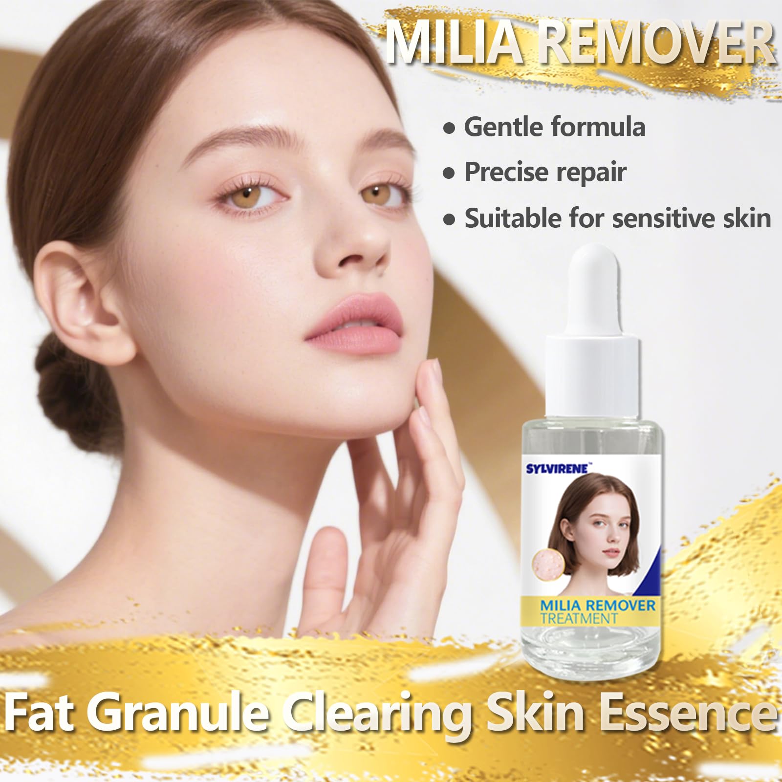 Fine-tip dropper delivering targeted milia care with Sylvirene serum
