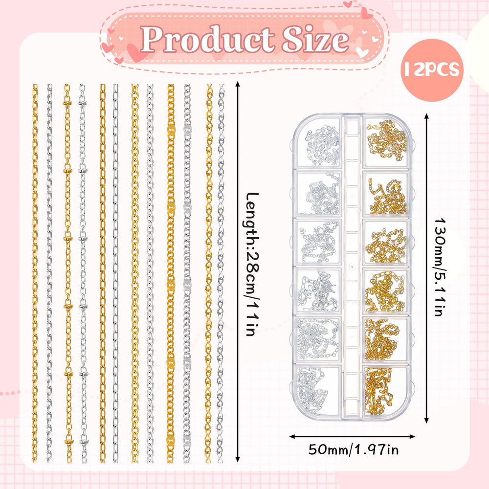 SynHHergyx gold nail chains close-up showing durable material and shine