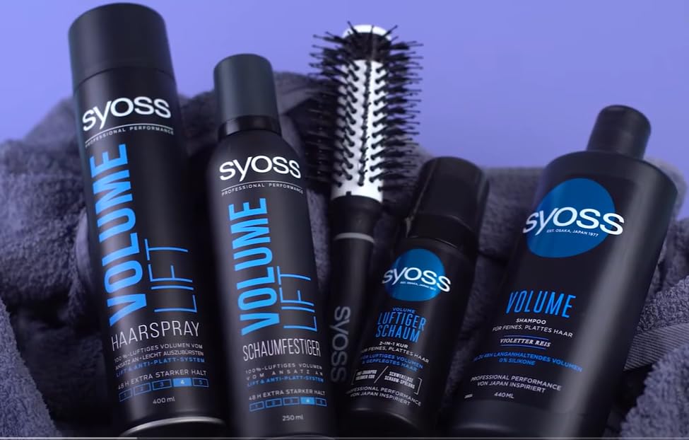 Syoss sleek black bottle design signaling professional care