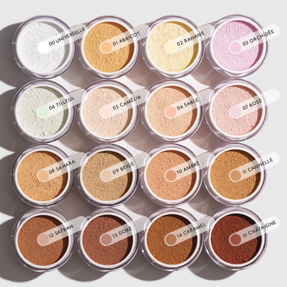Open powder with brush showing easy setup for makeup setting