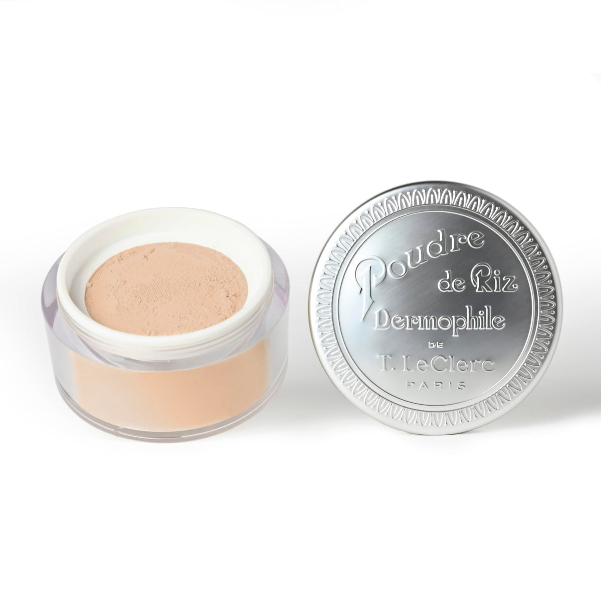T. LeClerc Dermophile loose rice powder in beige 00 with 20g packaging for a matte finish and long wear