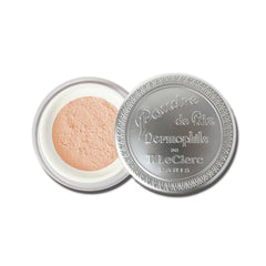 Dispensing spout of T. LeClerc Dermophile loose rice powder showing controlled application