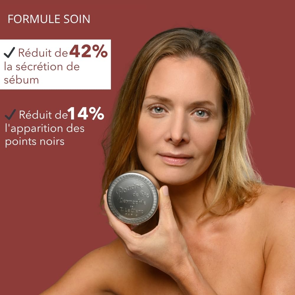 Skin after applying T. LeClerc Dermophile powder for a natural matte finish