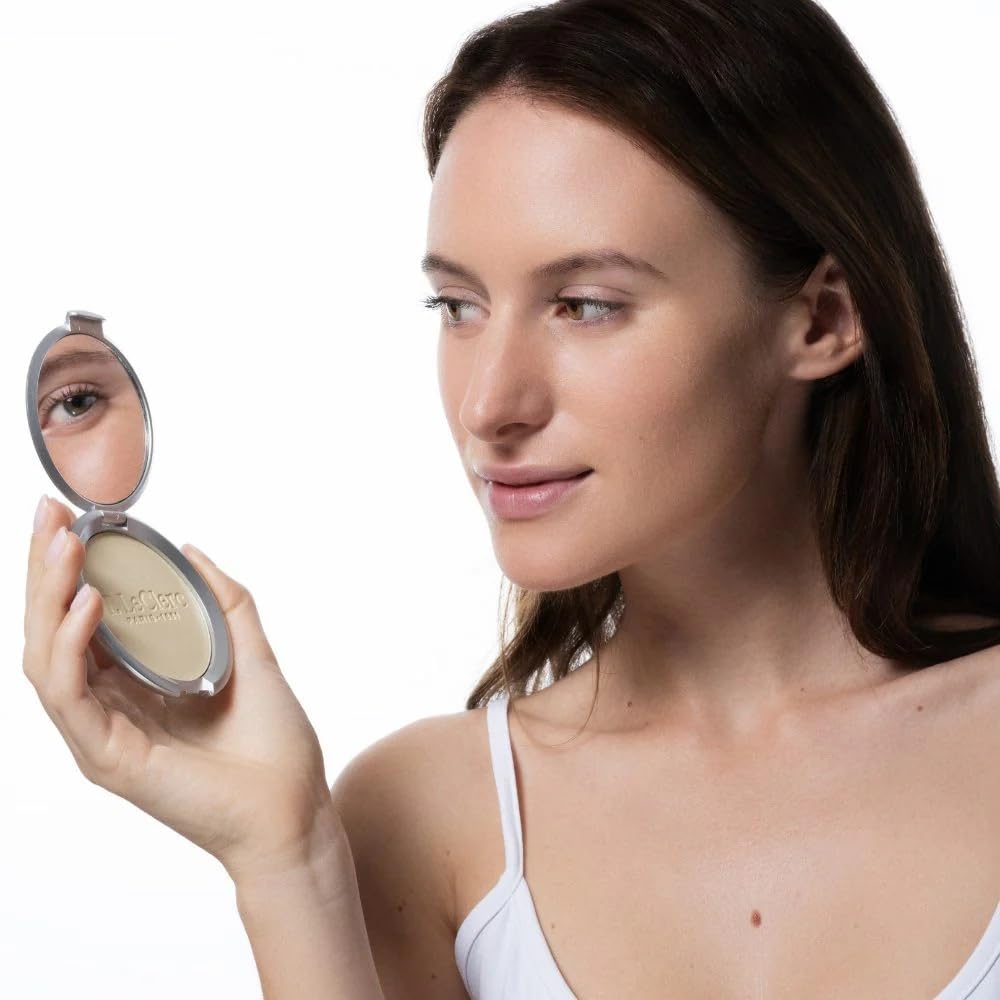 T. LeClerc Rice Compact Powder in Orchidée shade offers a balanced, non-drying finish.