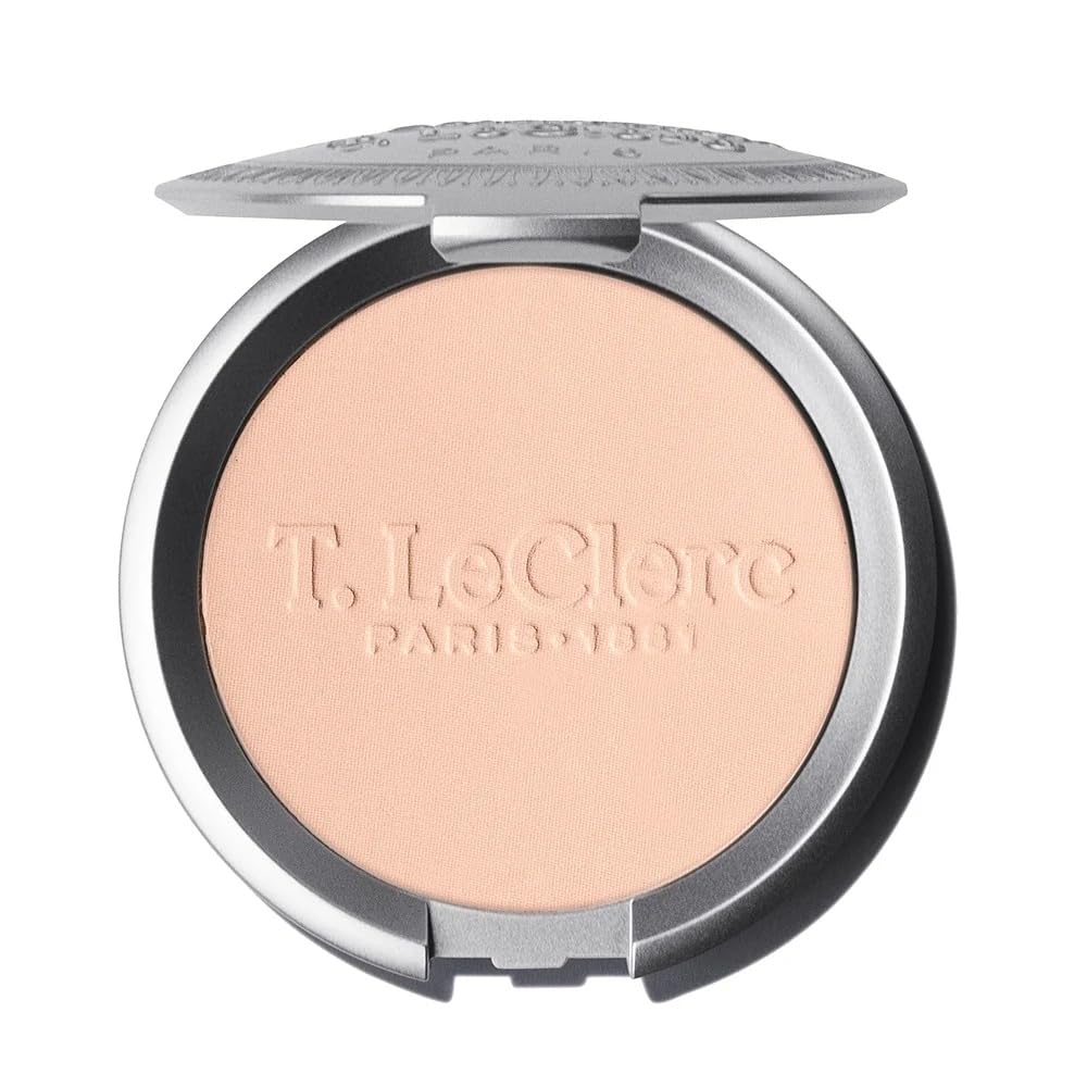 T. LeClerc Rice Compact Powder rose 9g open compact shows smooth application