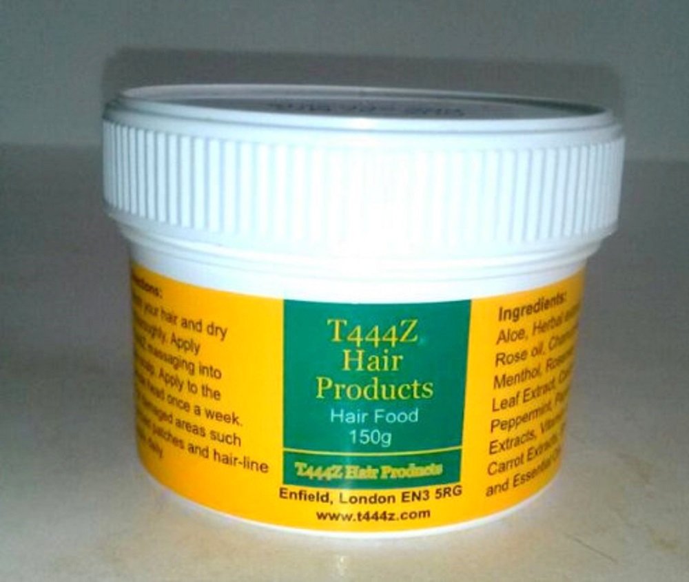 T444Z Hair Food 150g white jar front view highlighting packaging and growth support