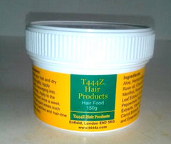 T444Z Hair Food 150g white jar front view highlighting packaging and growth support