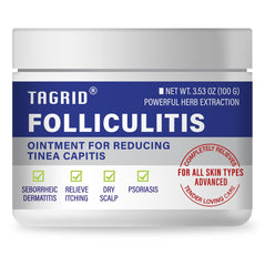 Tagrid Folliculitis Cream bottle for soothing irritated follicles and skin.