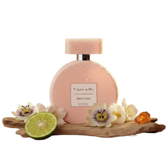 TAHARI French Kiss bottle closeup reveals a luxurious design and enduring aroma.
