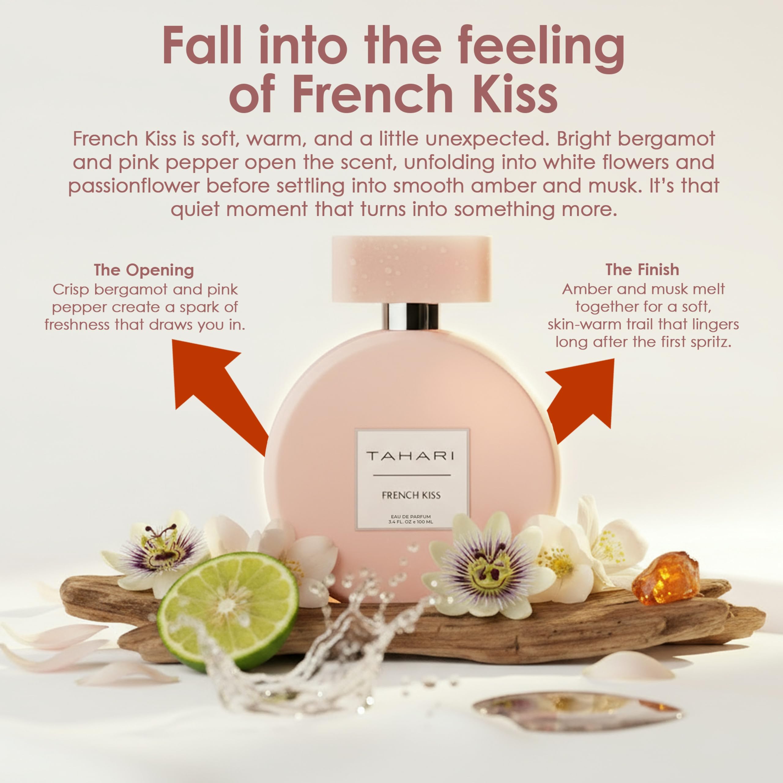 TAHARI French Kiss woman fragrance portrait evokes confidence and charm.
