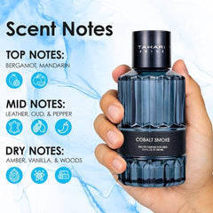 TAHARI Privé Cobalt Smoke bottle front showcases a luxe, masculine design ideal for gifting.