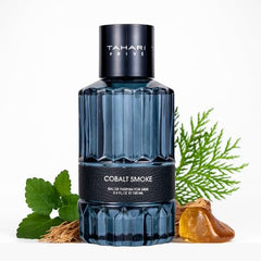TAHARI Privé Cobalt Smoke bottle pour reveals a bold, long-lasting scent for daily wear.