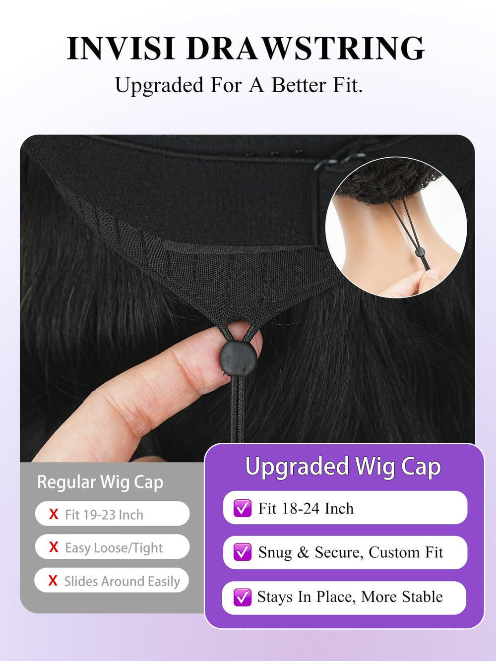 Two hundred percent density Tahikie V Part Wig offers full volume.