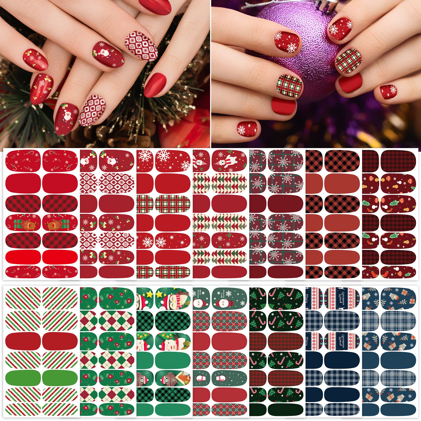 TailaiMei Christmas nail wraps collection on nails for festive appeal