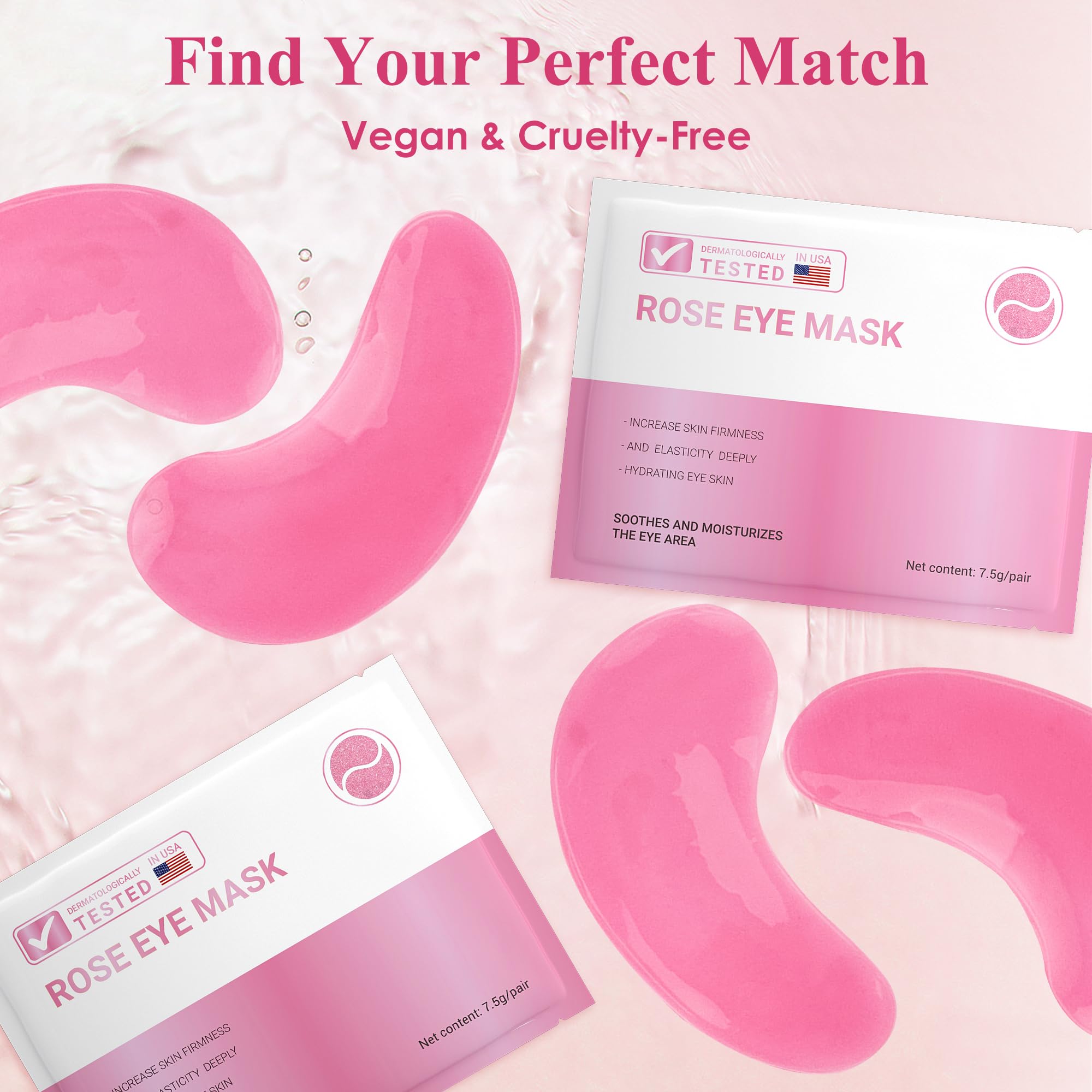 Taimand Rose under-eye patches packaging and usage details for hygiene