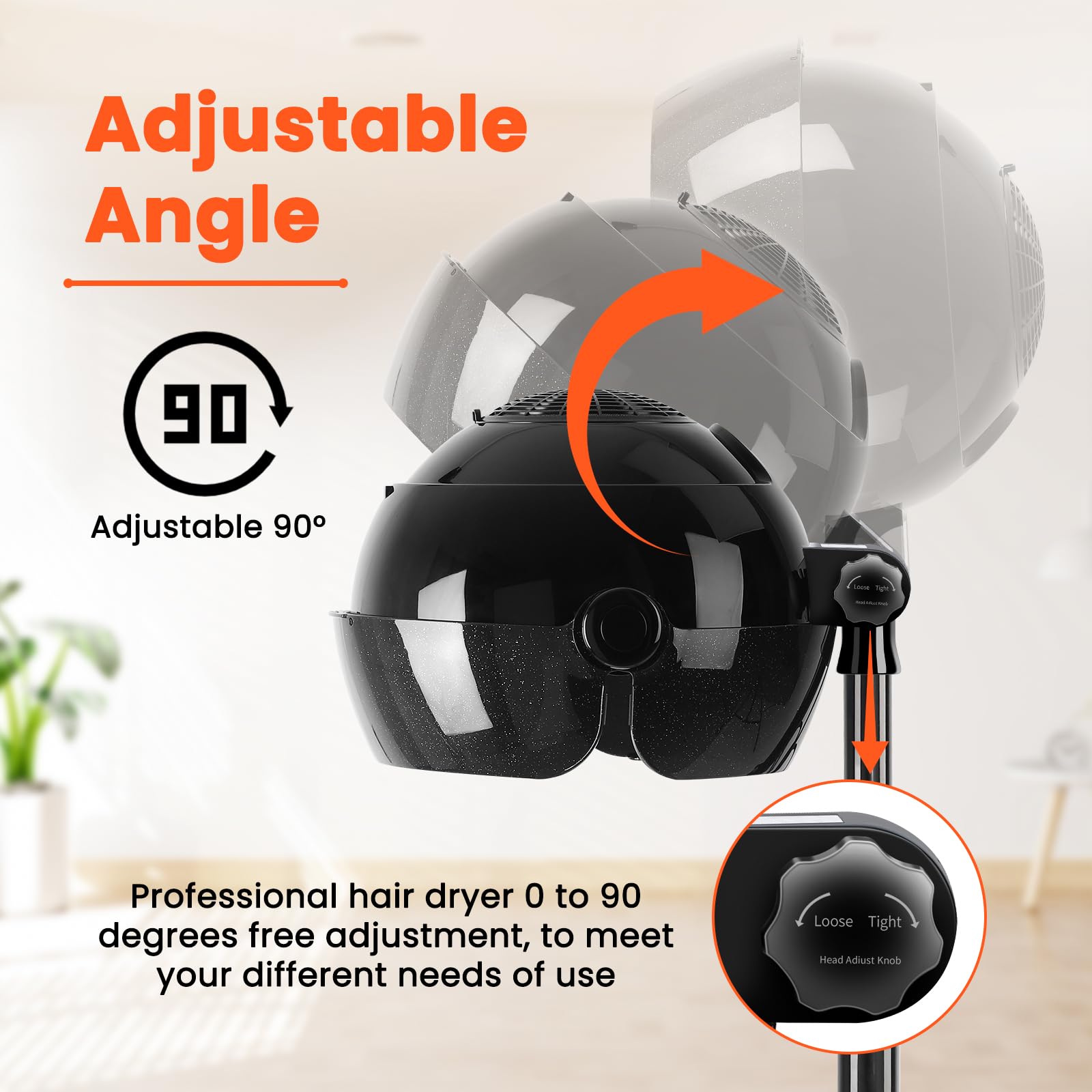 Takeashine hooded hair dryer digital controls for easy operation and settings.