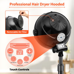 Takeashine hooded hair dryer side view highlighting sleek design and portable profile.