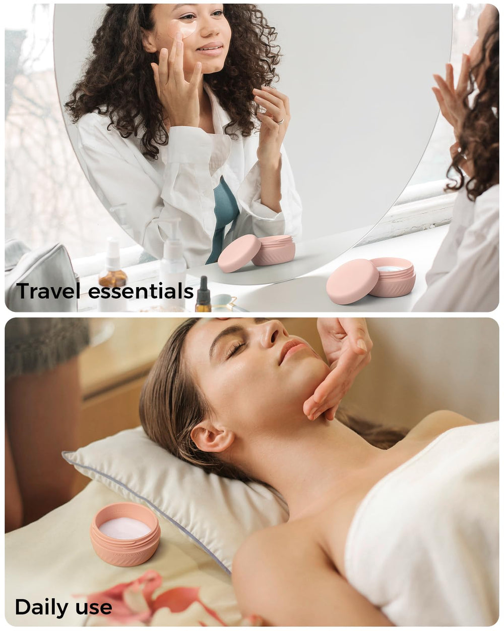 TakeToday travel containers with capacity markings for TSA planning.