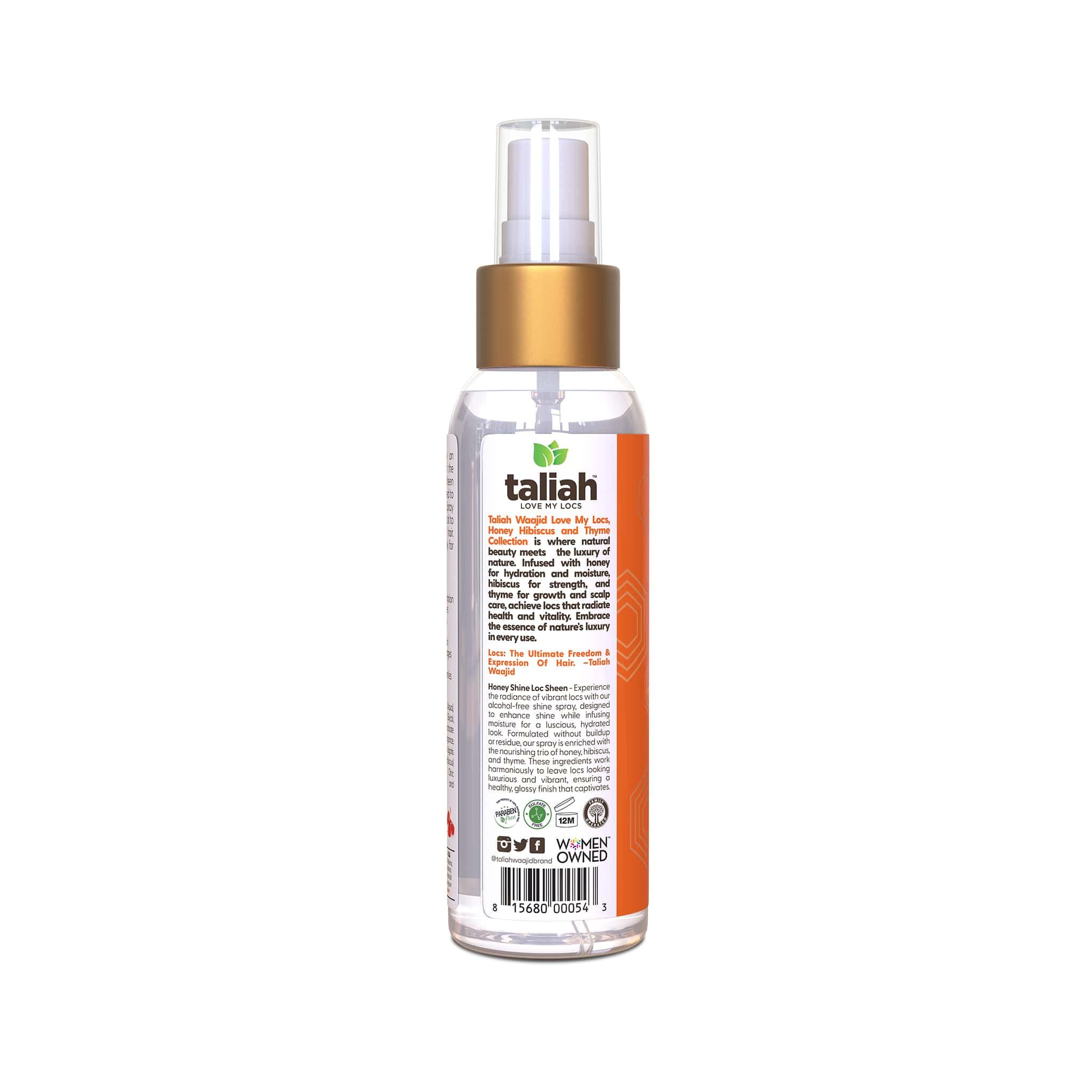 Taliah Waajid Honey Shine Loc Sheen used on the scalp for gentle hydration and refresh.