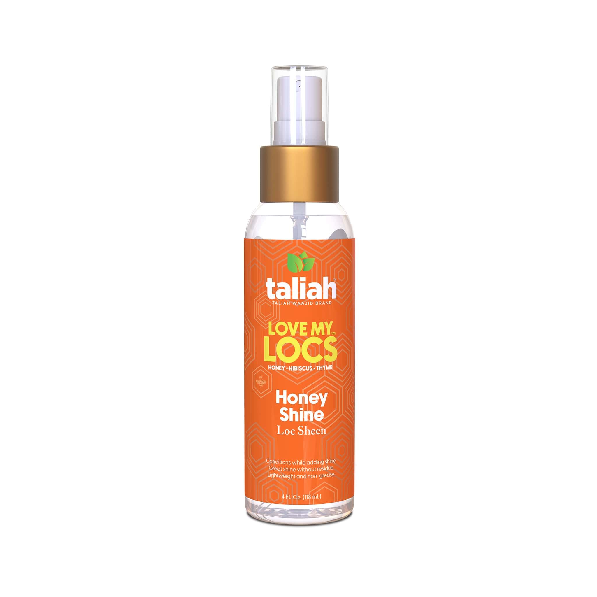 Taliah Waajid Honey Shine Loc Sheen spray provides alcohol-free daily moisture for locs.