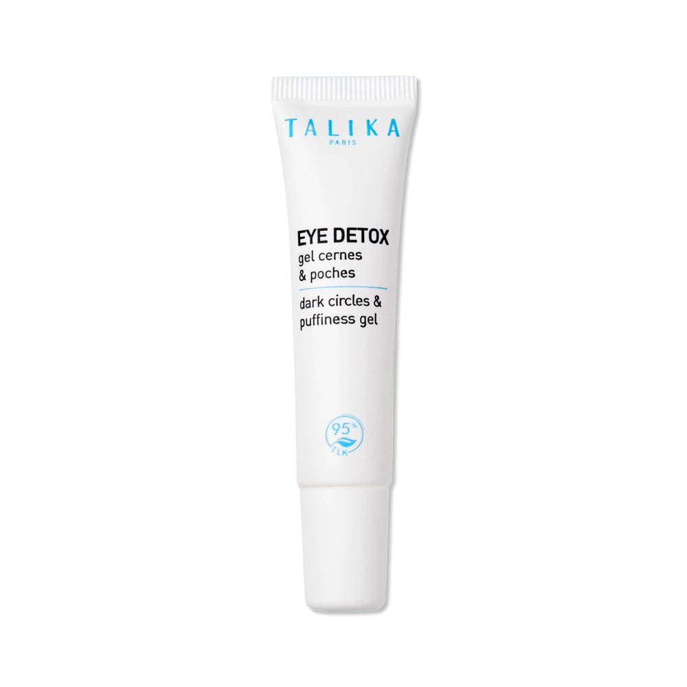 Talika Eye Detox Gel packaging close-up showing depuffing potential