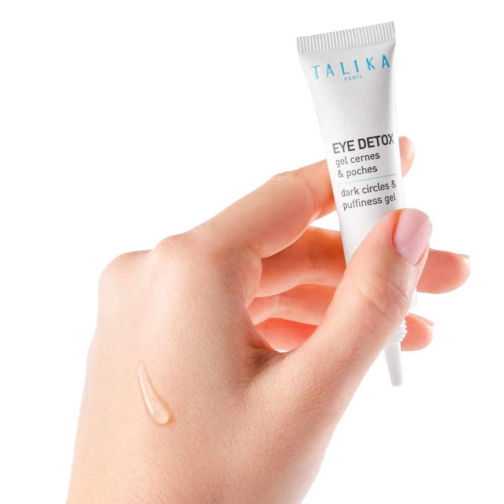 Talika Eye Detox Gel texture on skin with lightweight, fast-absorbing feel