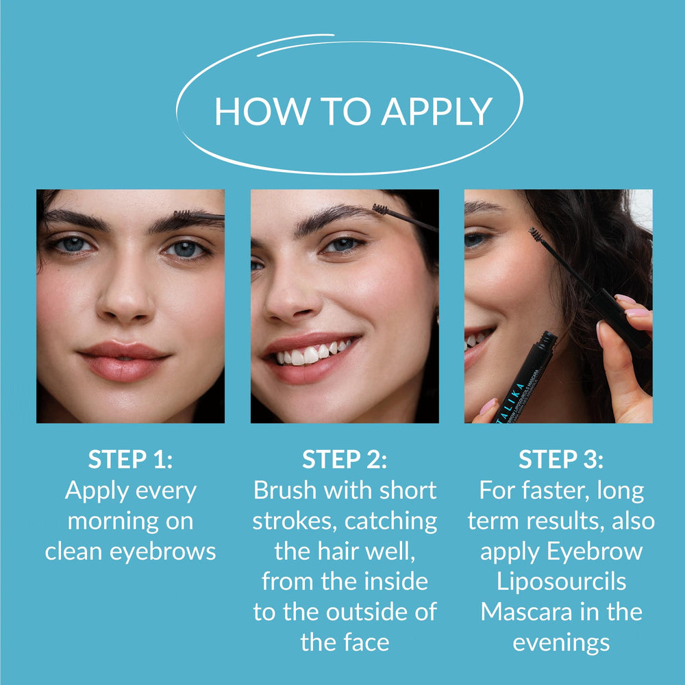 Talika brow mascara brush detail captures brow hairs for uniform coating