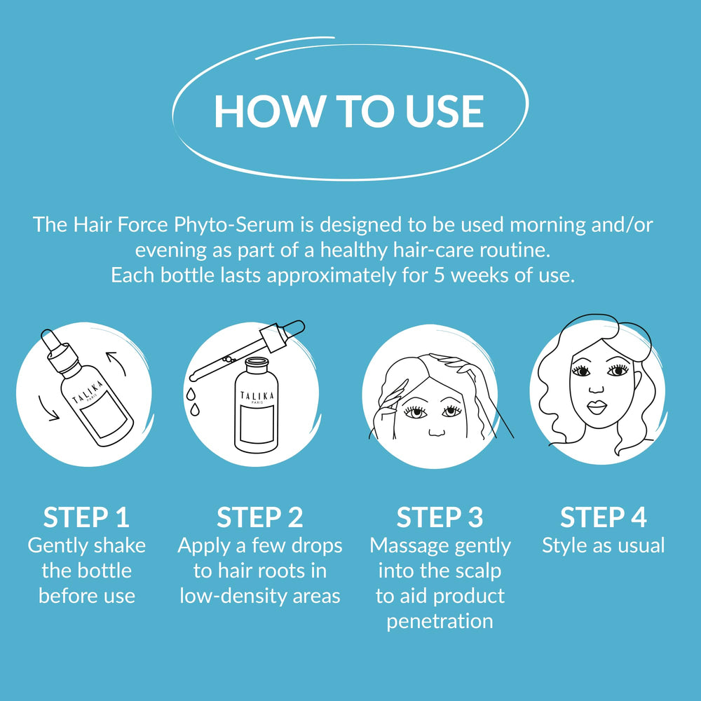 Talika Hair Force Phyto Serum bottle and label hinting gentle color-safe formula.