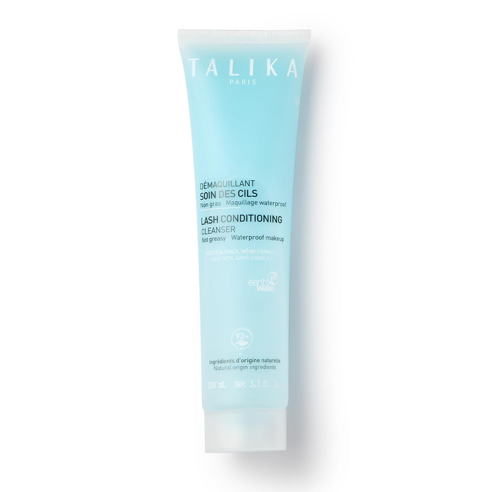 Talika Lash Conditioning Cleanser bottle pour shows non-greasy gel for gentle makeup removal