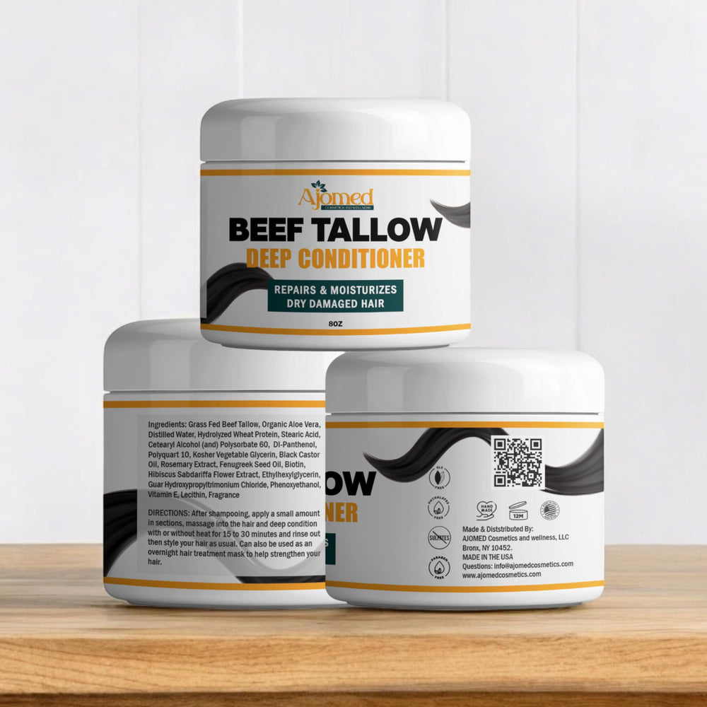 Tallow Deep Conditioner split-ends protection shown after application.