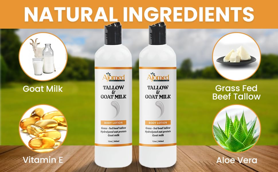 Label and unscented formula of Tallow and Goat Milk lotion