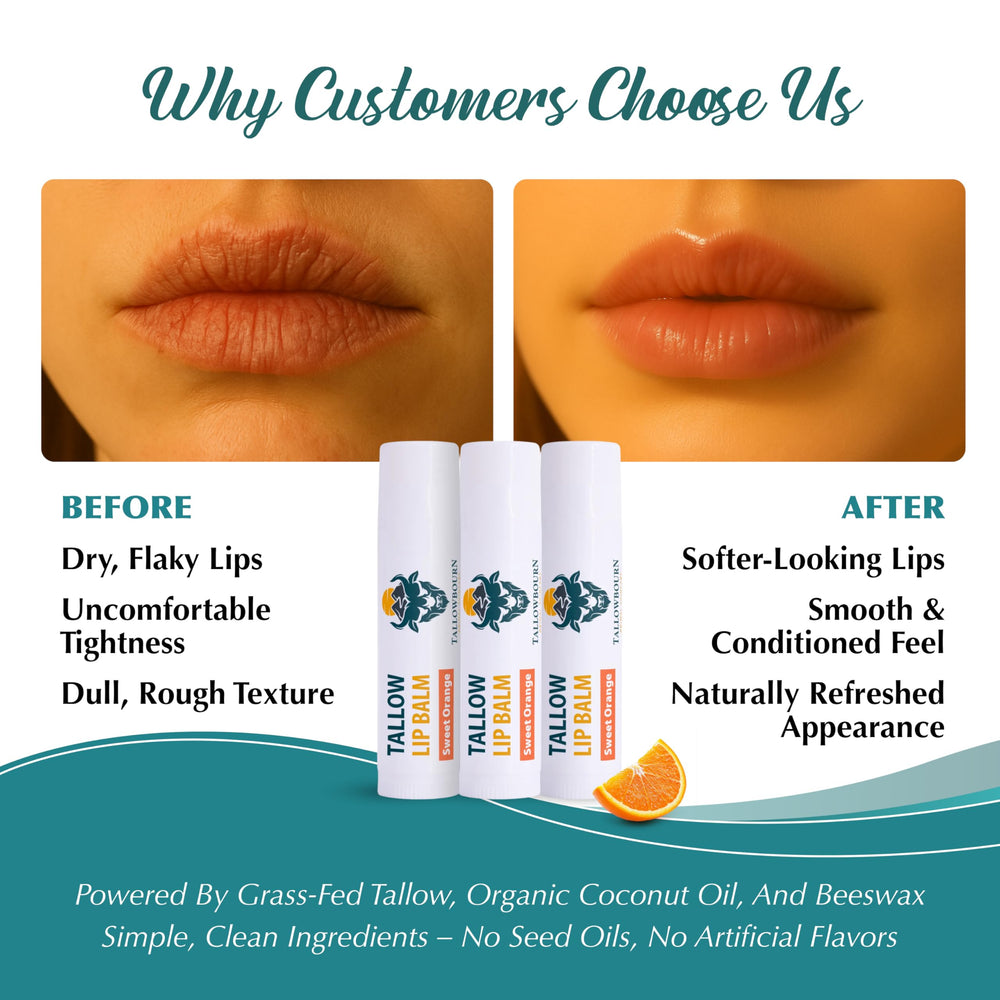 Tallowbourn Sweet Orange lip balm scent enhances daily hydration