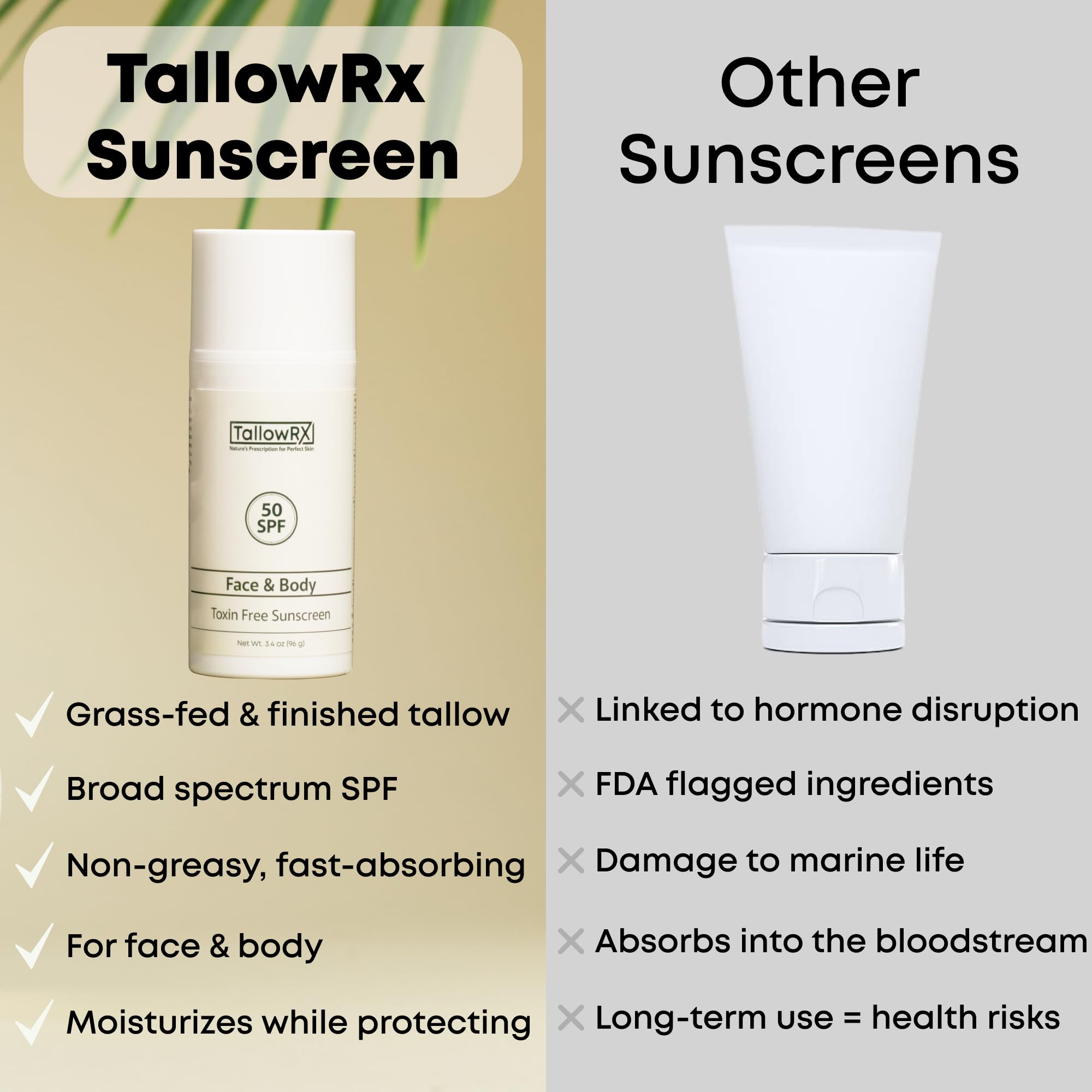 TALLOWRX face application demonstrating a non-greasy, quickly absorbed finish