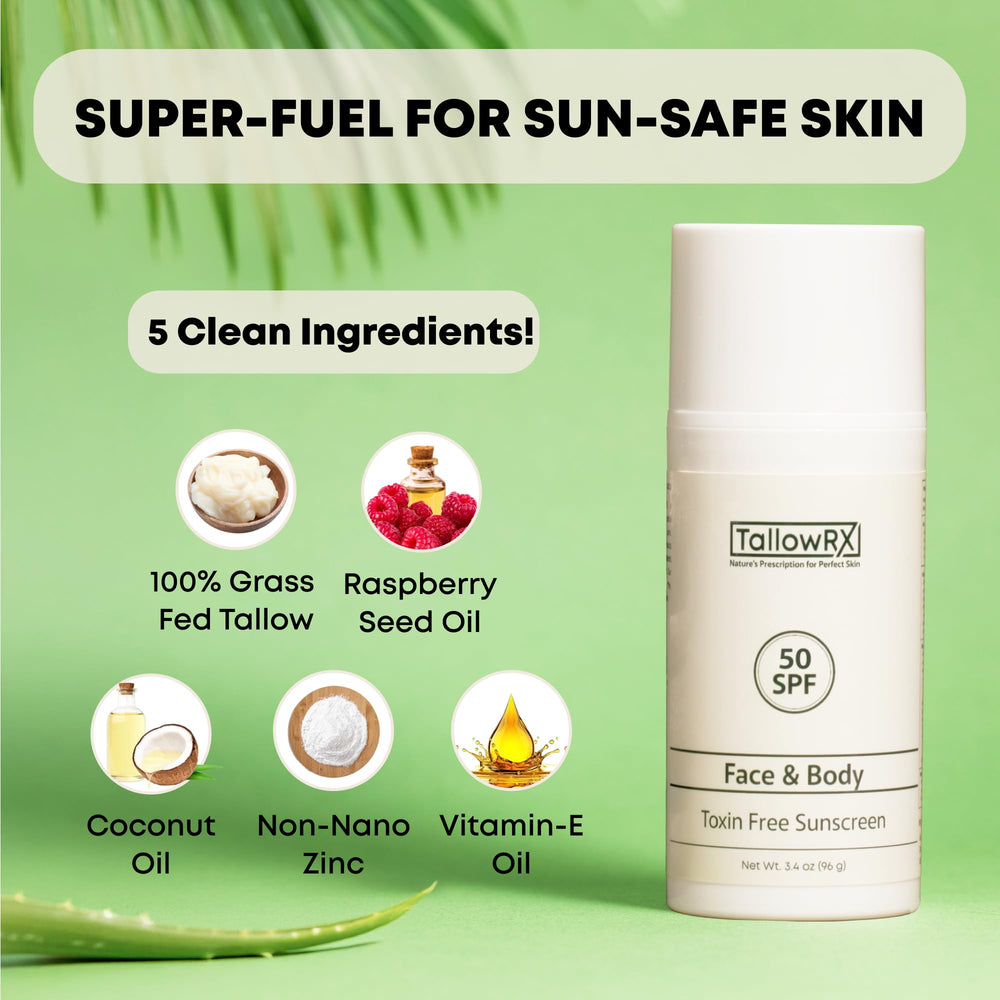 TALLOWRX fragrance-free sunscreen packaging suitable for sensitive skin