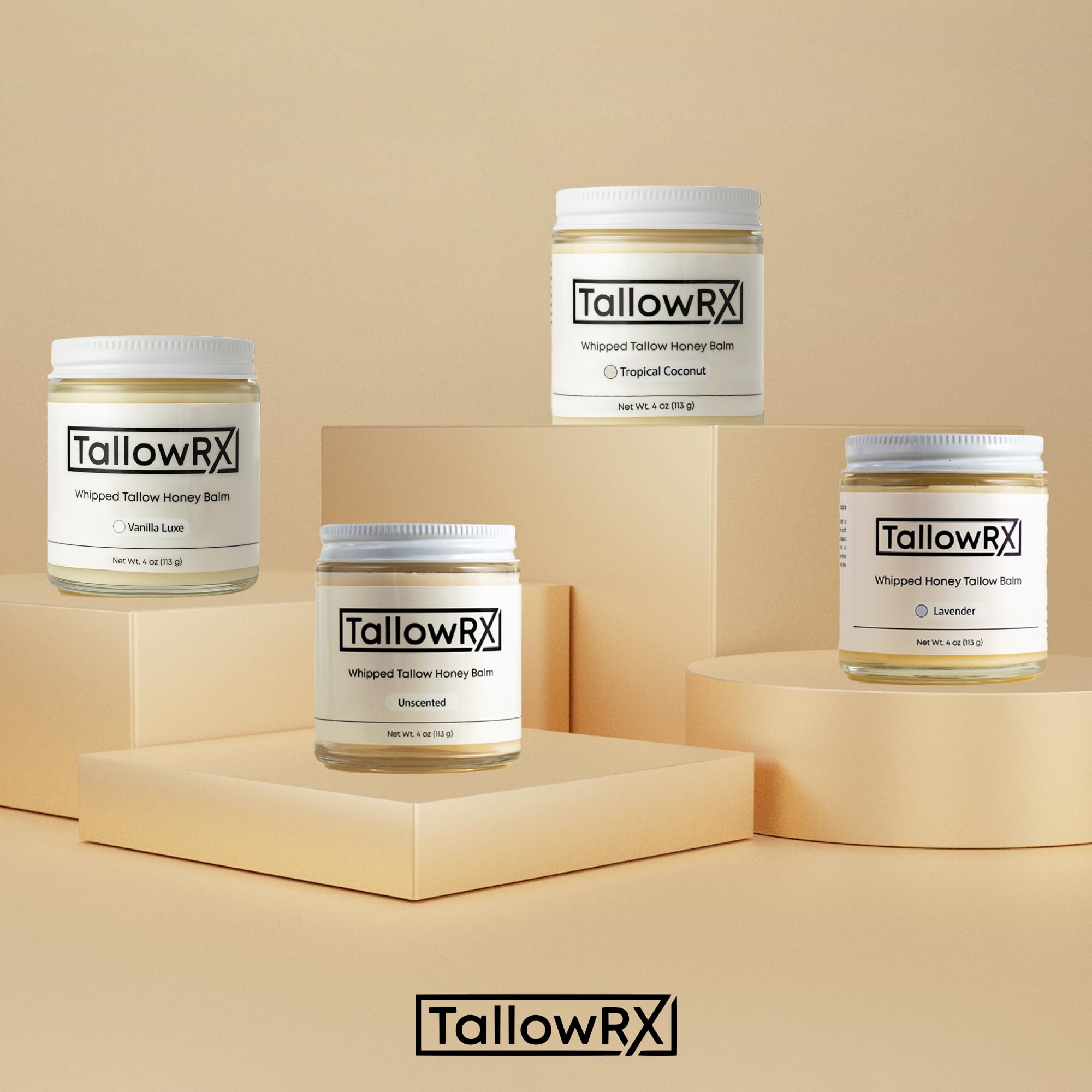 TallowRX balm with jojoba and calendula delivering soothing nourishment.