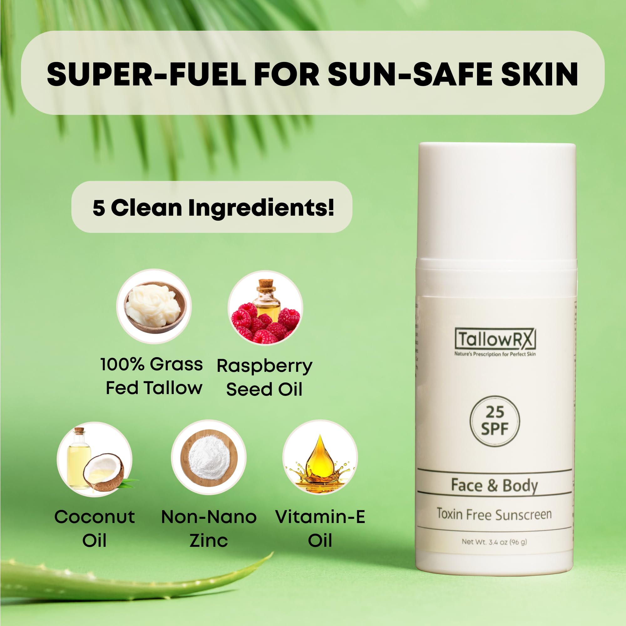 TallowRX on beach scene demonstrating SPF 25 protection