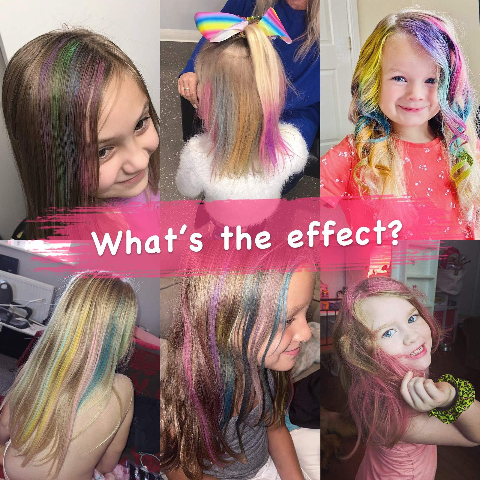 TALLSOCNE Hair Chalk on dark hair shows rich color payoff